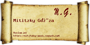 Mititzky Géza névjegykártya