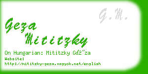 geza mititzky business card